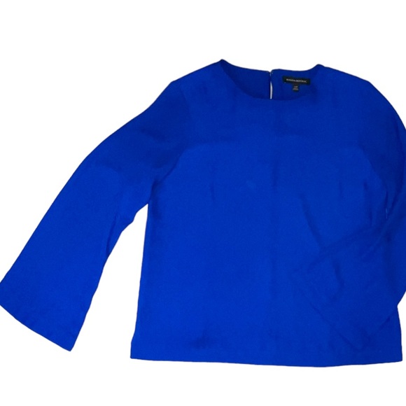 Banana Republic Brilliant Blue Long Bell Sleeve Blouse Size Small - Picture 2 of 5